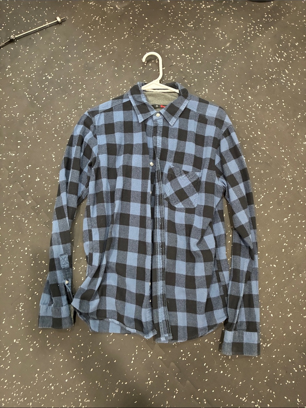 Casual Blue and Black Plaid Button-Down Shirt - Men's